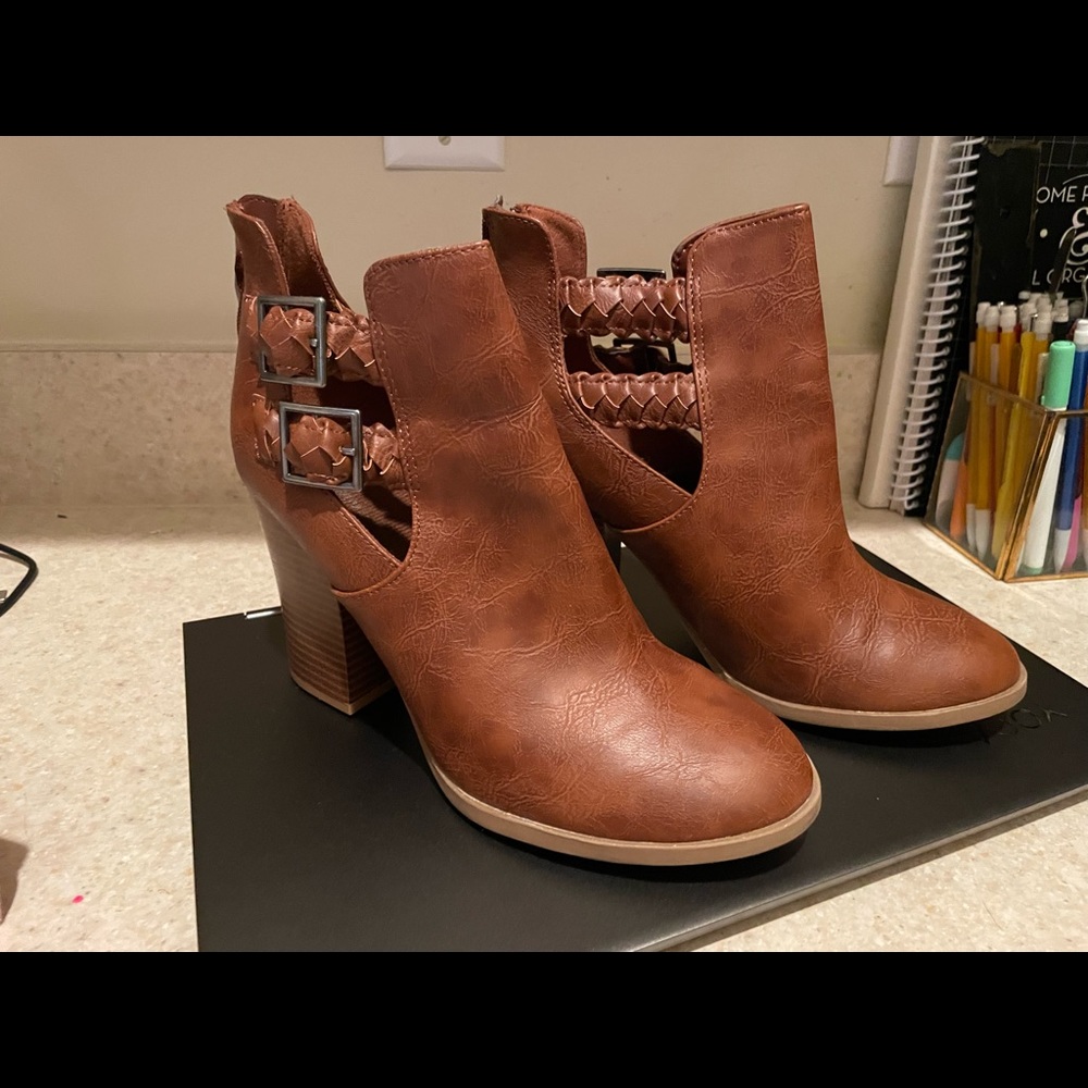 Brown heeled boots